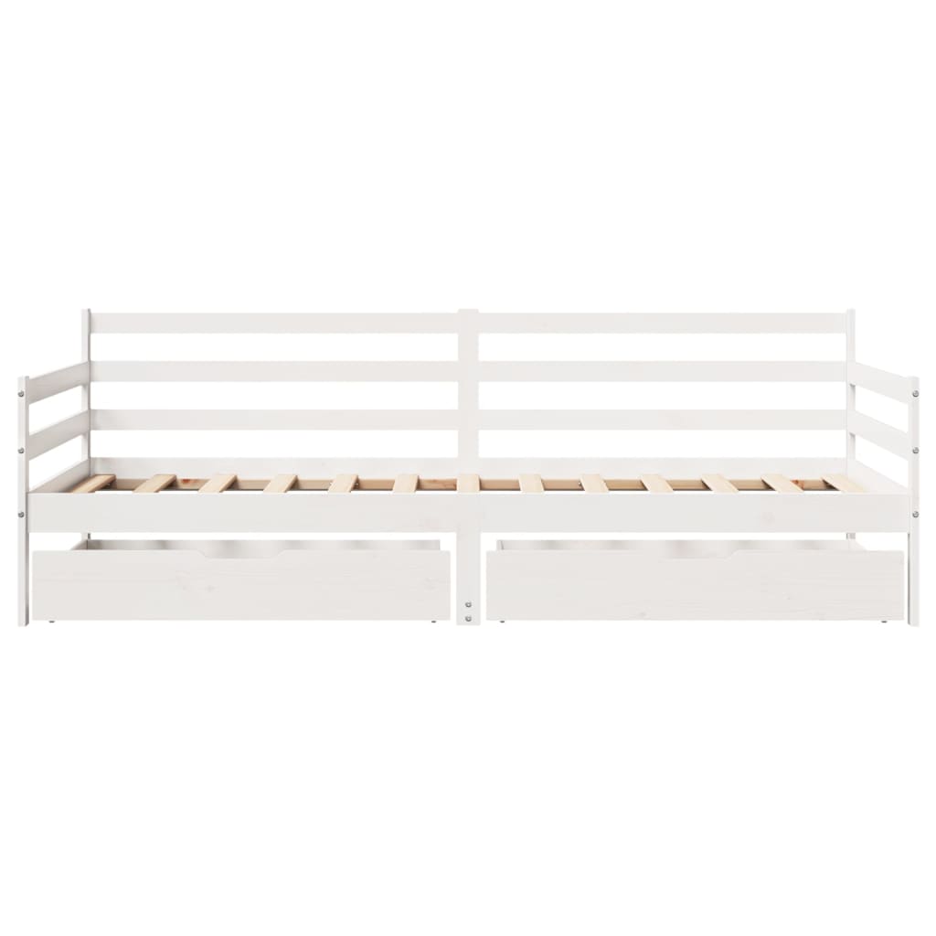 Slaapbank met lades 90x200 cm massief grenenhout wit is nu te koop bij PeponiXL, paradijselijk wonen!
