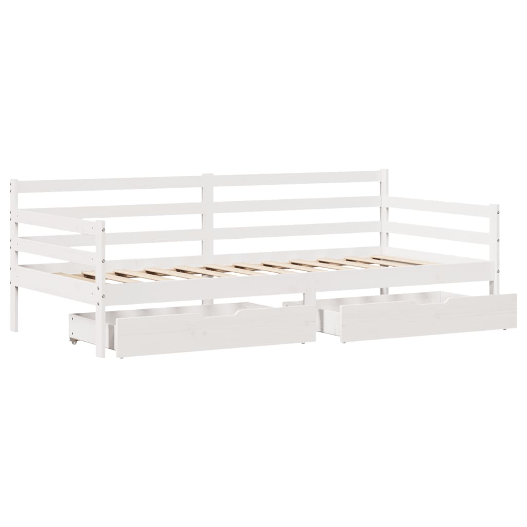 Slaapbank met lades 90x200 cm massief grenenhout wit is nu te koop bij PeponiXL, paradijselijk wonen!