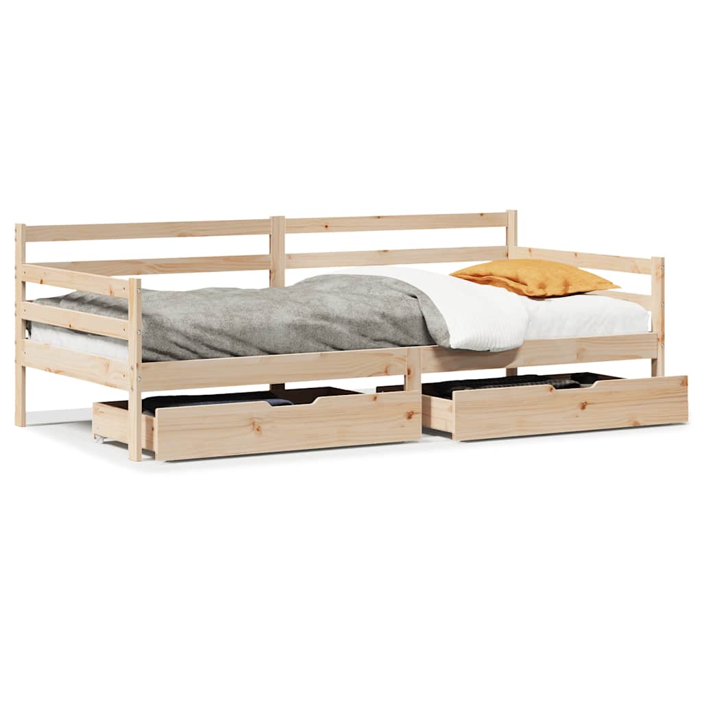 Slaapbank met lades 90x190 cm massief grenenhout is nu te koop bij PeponiXL, paradijselijk wonen!