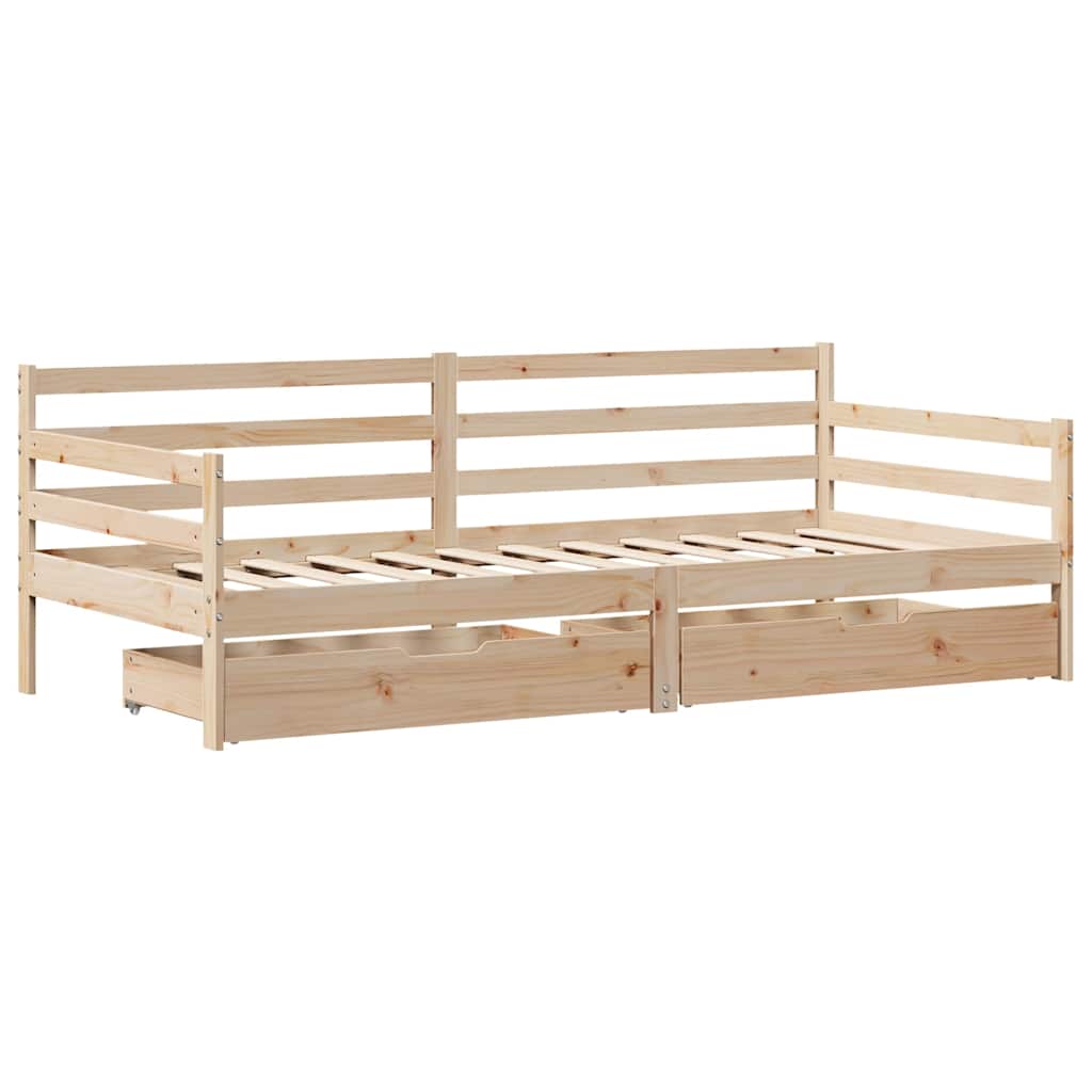 Slaapbank met lades 90x190 cm massief grenenhout is nu te koop bij PeponiXL, paradijselijk wonen!