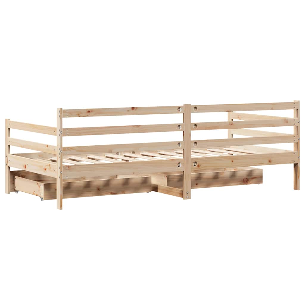 Slaapbank met lades 90x190 cm massief grenenhout is nu te koop bij PeponiXL, paradijselijk wonen!