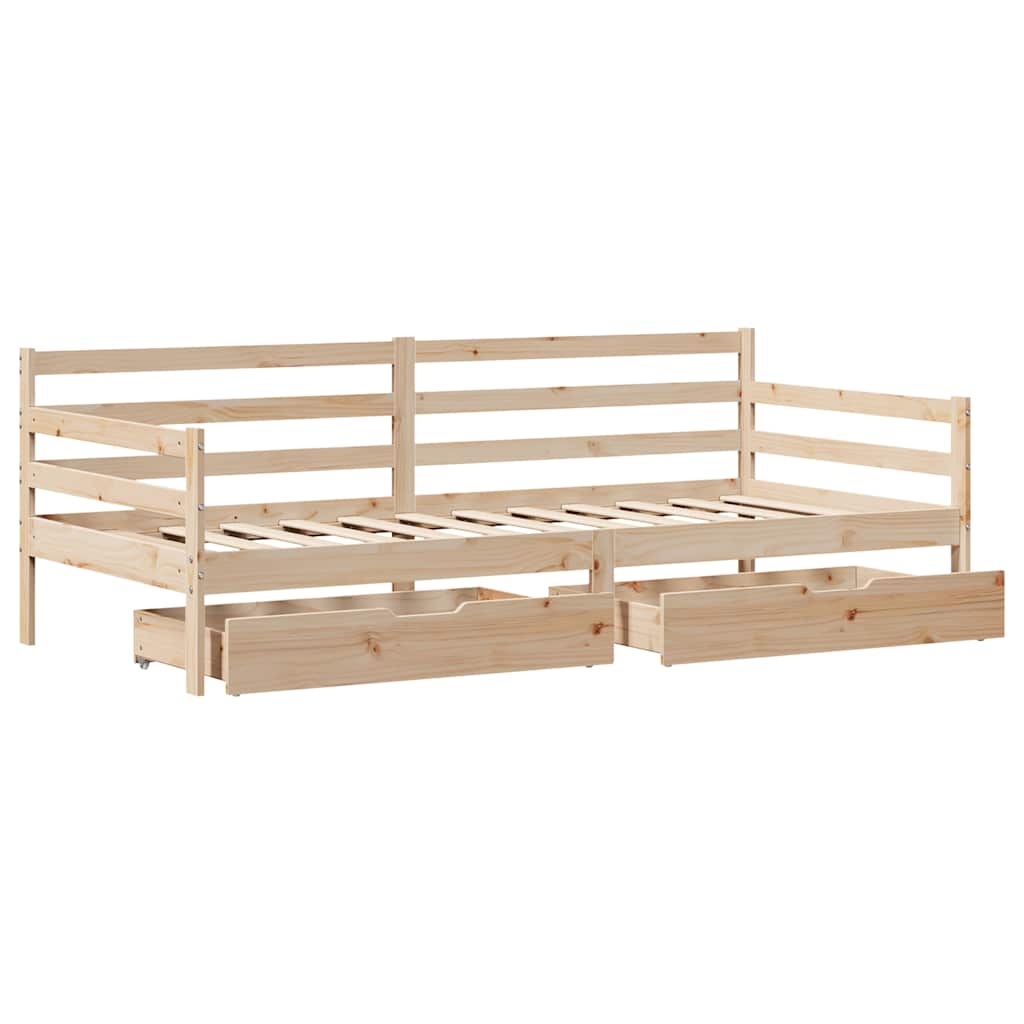 Slaapbank met lades 90x190 cm massief grenenhout is nu te koop bij PeponiXL, paradijselijk wonen!