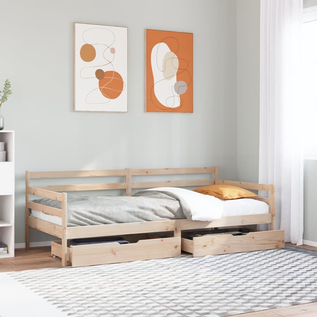 Slaapbank met lades 90x190 cm massief grenenhout is nu te koop bij PeponiXL, paradijselijk wonen!