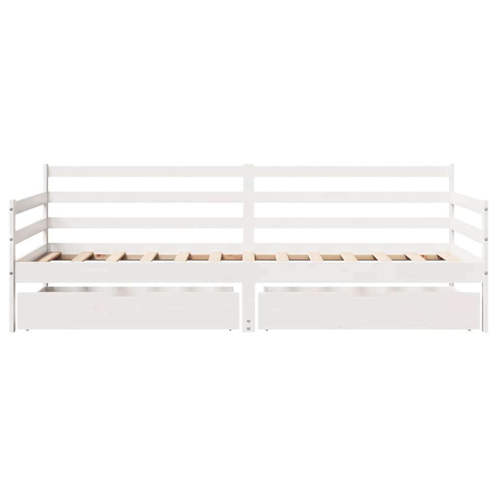 Slaapbank met lades 90x190 cm massief grenenhout wit is nu te koop bij PeponiXL, paradijselijk wonen!