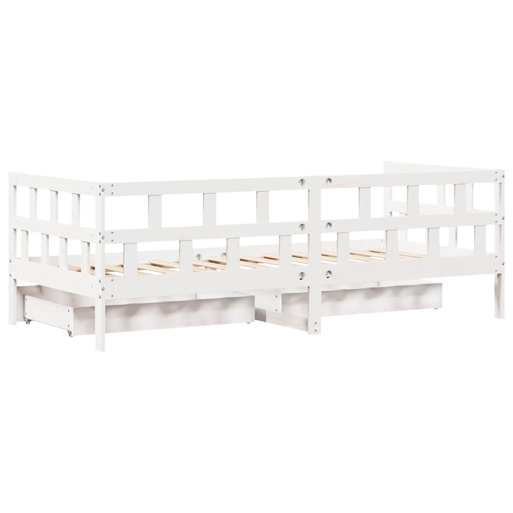 Slaapbank met lades 80x200 cm massief grenenhout wit is nu te koop bij PeponiXL, paradijselijk wonen!