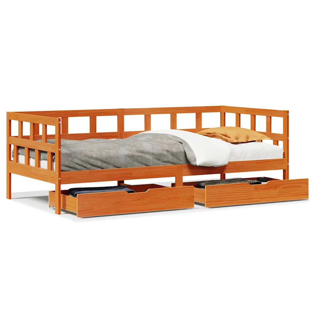 Slaapbank met lades zonder matras 90x200 cm hout wasbruin is nu te koop bij PeponiXL, paradijselijk wonen!