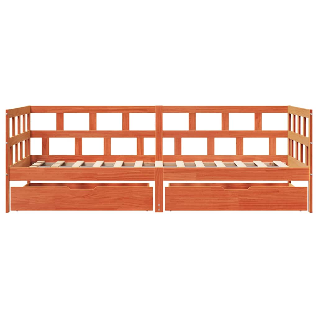 Slaapbank met lades zonder matras 90x200 cm hout wasbruin is nu te koop bij PeponiXL, paradijselijk wonen!