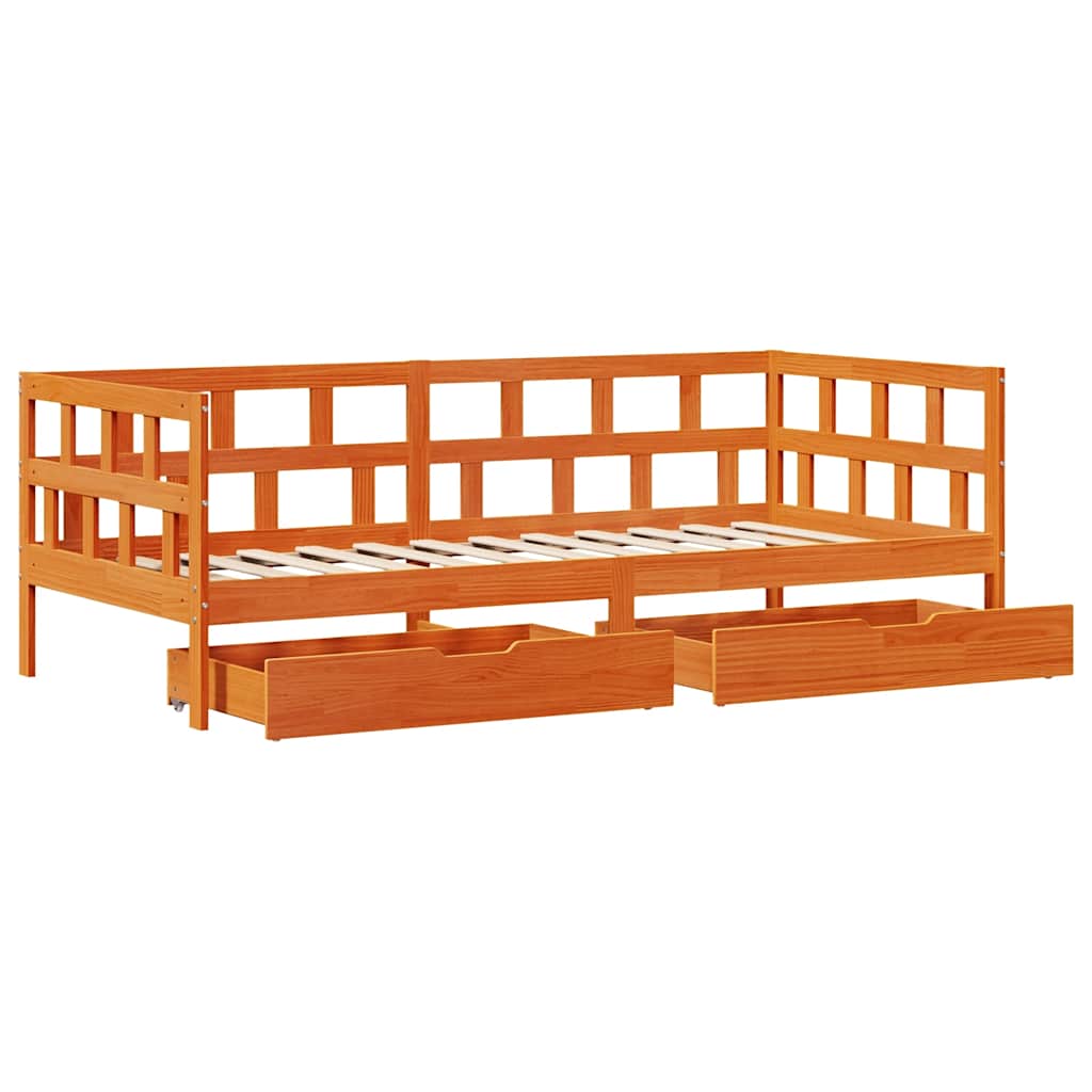 Slaapbank met lades zonder matras 90x200 cm hout wasbruin is nu te koop bij PeponiXL, paradijselijk wonen!