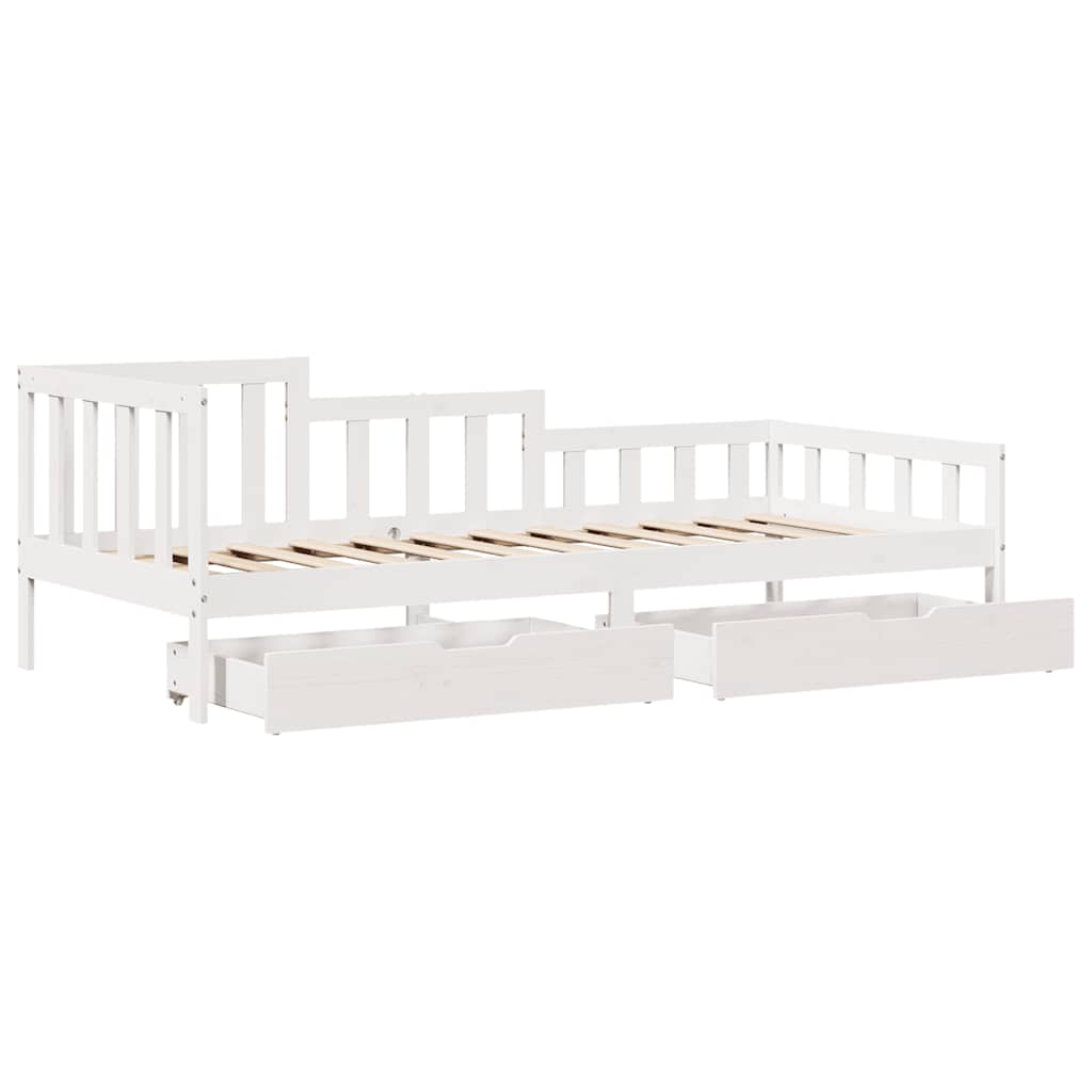 Slaapbank met lades 80x200 cm massief grenenhout wit is nu te koop bij PeponiXL, paradijselijk wonen!