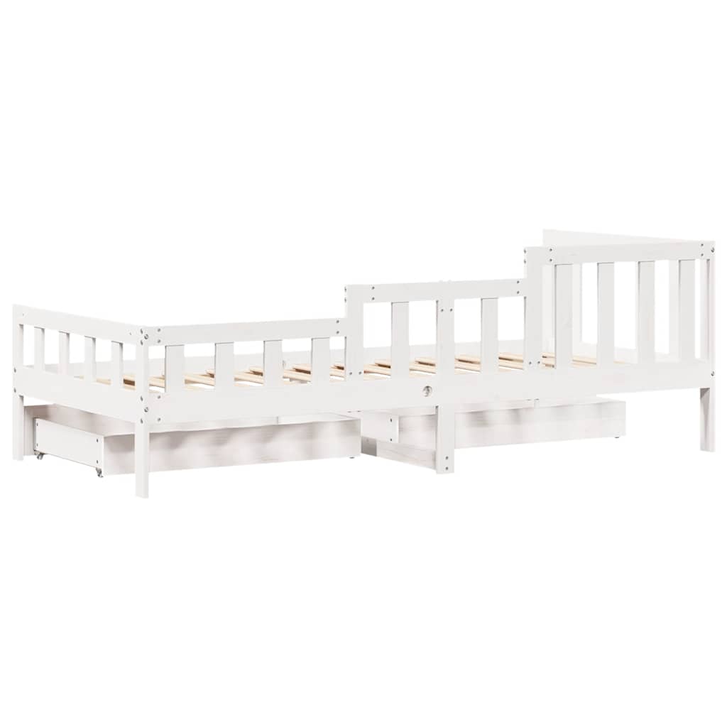 Slaapbank met lades 80x200 cm massief grenenhout wit is nu te koop bij PeponiXL, paradijselijk wonen!