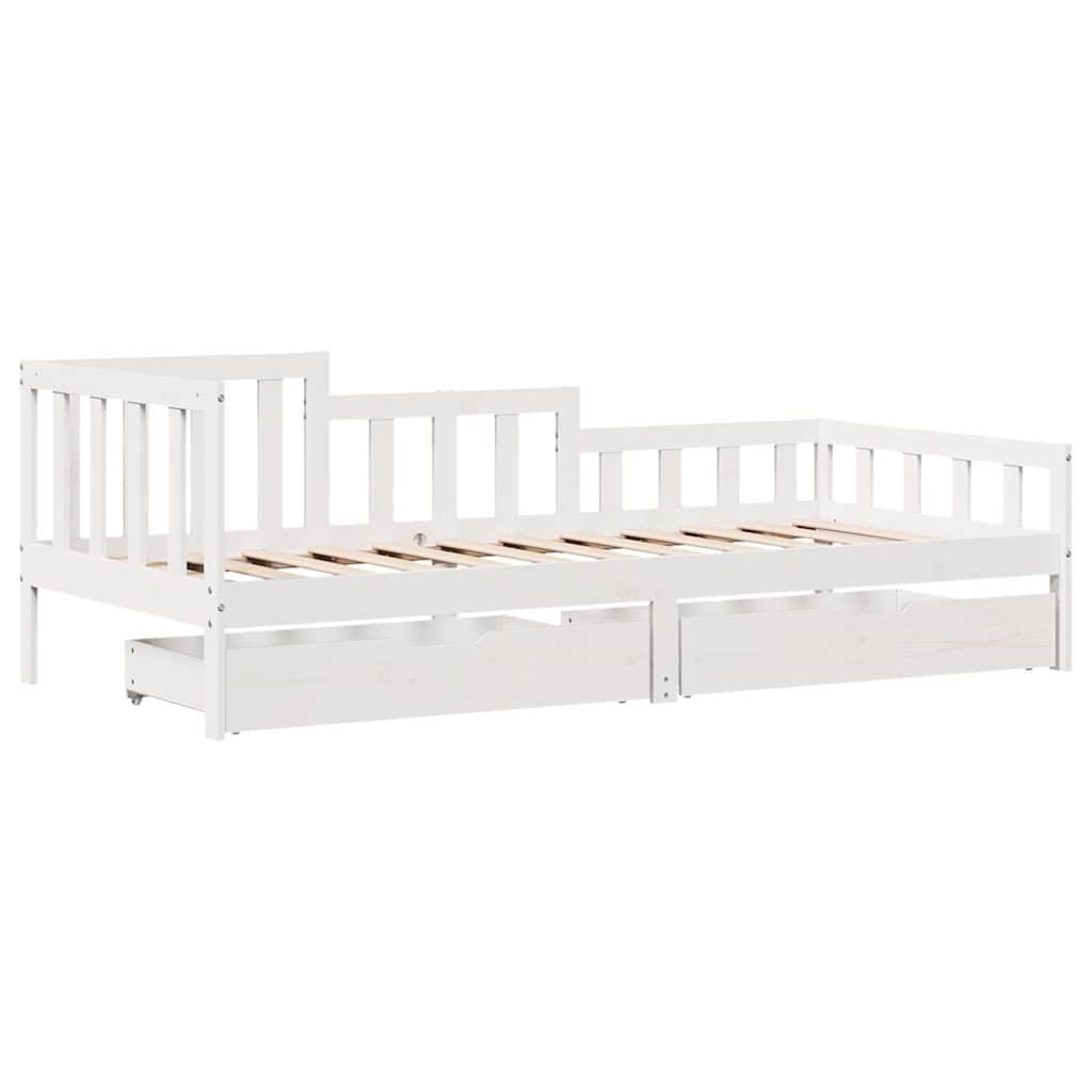 Slaapbank met lades 90x200 cm massief grenenhout wit is nu te koop bij PeponiXL, paradijselijk wonen!