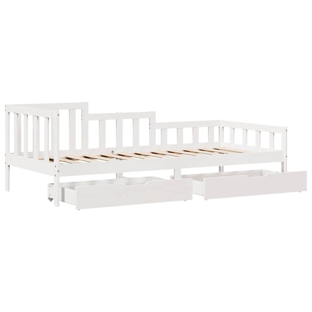 Slaapbank met lades 90x200 cm massief grenenhout wit is nu te koop bij PeponiXL, paradijselijk wonen!