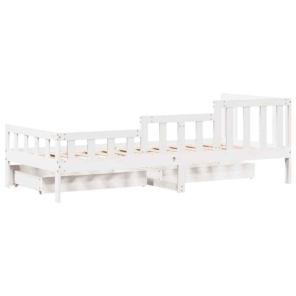 Slaapbank met lades 90x200 cm massief grenenhout wit is nu te koop bij PeponiXL, paradijselijk wonen!