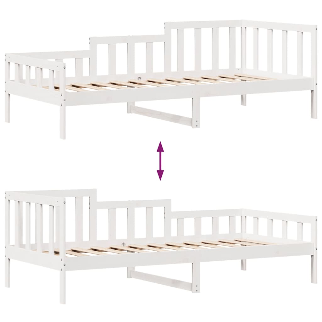 Slaapbank met lades 90x200 cm massief grenenhout wit is nu te koop bij PeponiXL, paradijselijk wonen!