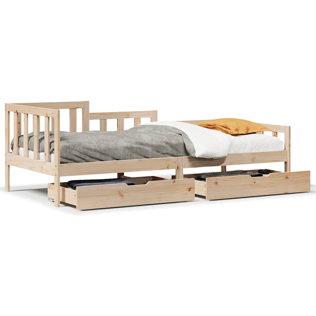 Slaapbank met lades 90x190 cm massief grenenhout is nu te koop bij PeponiXL, paradijselijk wonen!