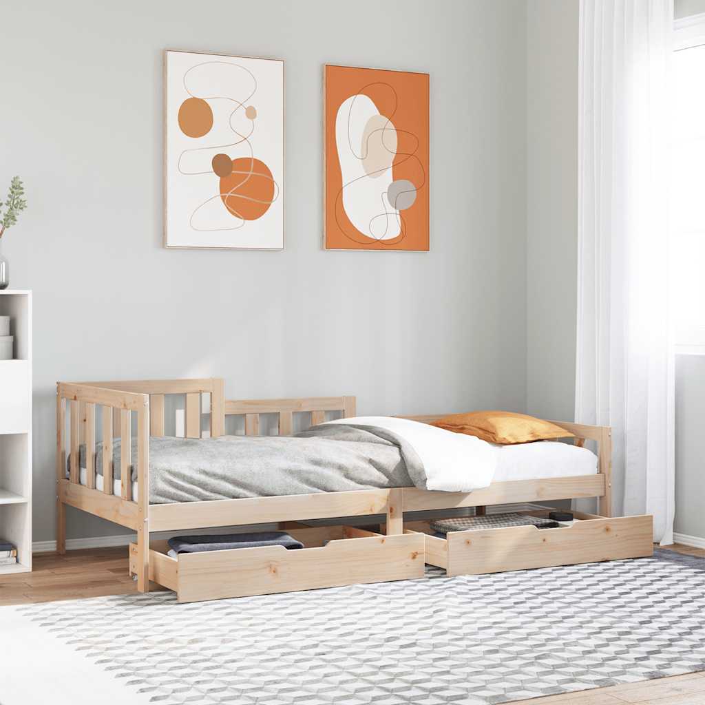 Slaapbank met lades 90x190 cm massief grenenhout is nu te koop bij PeponiXL, paradijselijk wonen!