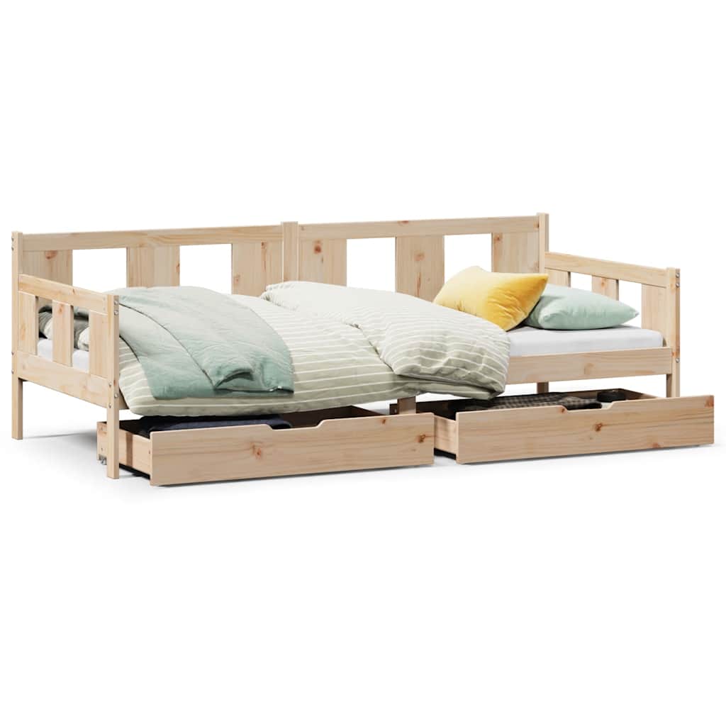Slaapbank met lades 90x190 cm massief grenenhout is nu te koop bij PeponiXL, paradijselijk wonen!