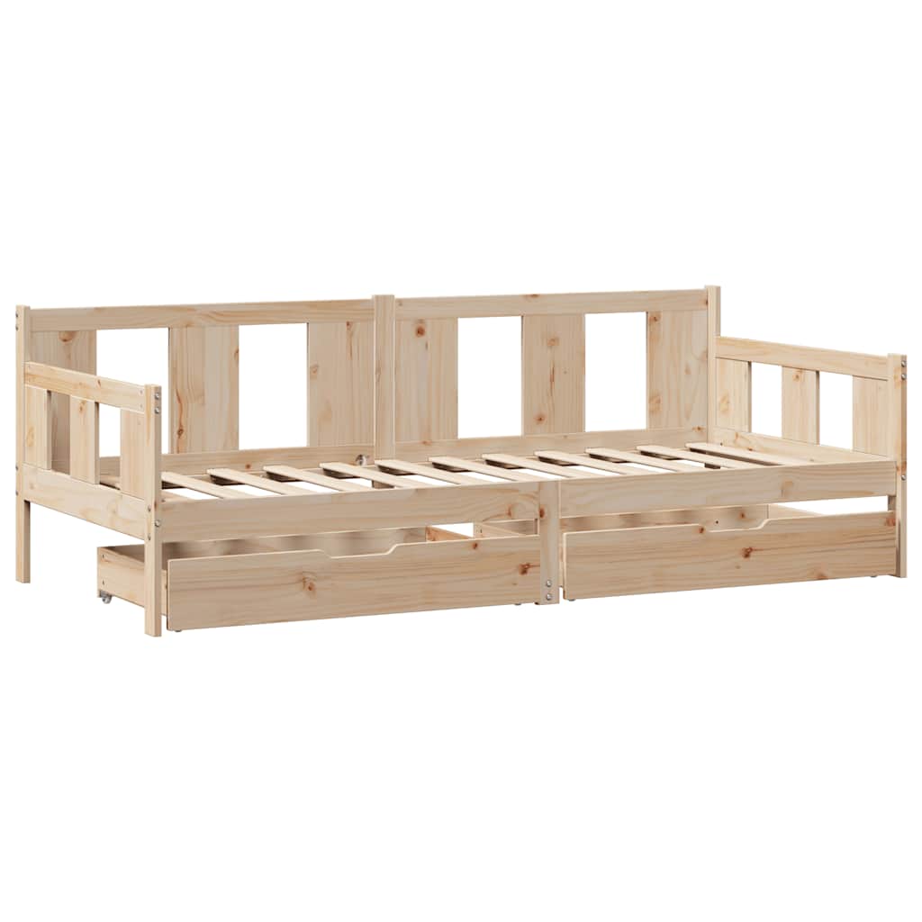 Slaapbank met lades 90x190 cm massief grenenhout is nu te koop bij PeponiXL, paradijselijk wonen!