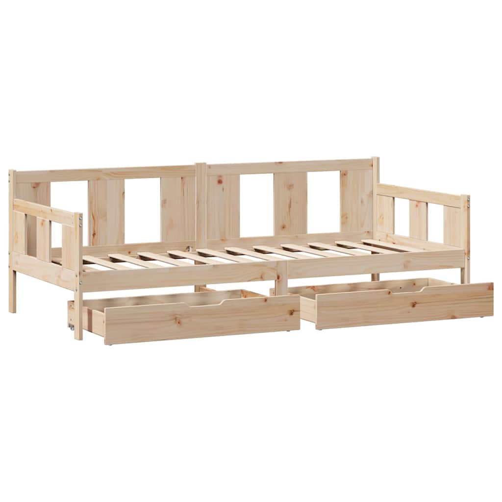 Slaapbank met lades 90x190 cm massief grenenhout is nu te koop bij PeponiXL, paradijselijk wonen!
