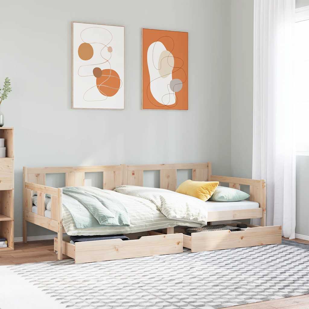 Slaapbank met lades 90x190 cm massief grenenhout is nu te koop bij PeponiXL, paradijselijk wonen!