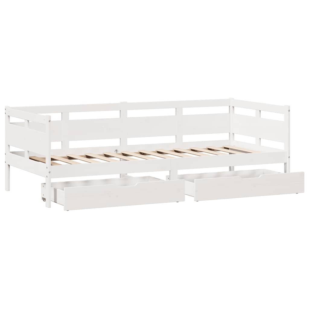 Slaapbank met lades 90x200 cm massief grenenhout wit is nu te koop bij PeponiXL, paradijselijk wonen!