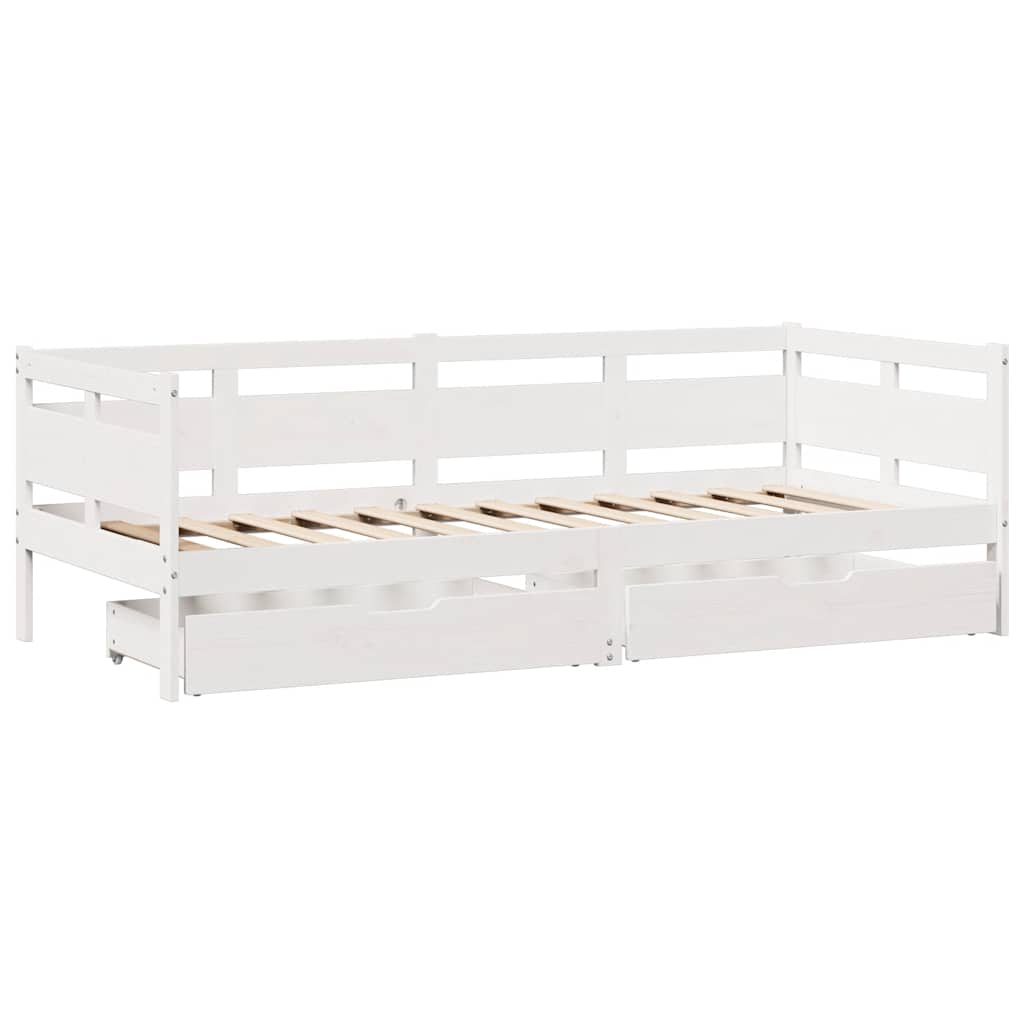 Slaapbank met lades 80x200 cm massief grenenhout wit is nu te koop bij PeponiXL, paradijselijk wonen!