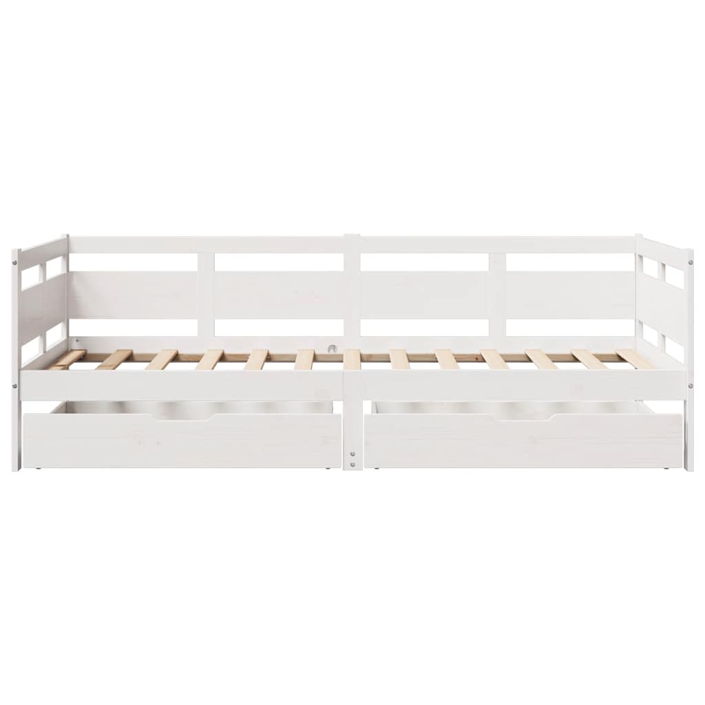 Slaapbank met lades 80x200 cm massief grenenhout wit is nu te koop bij PeponiXL, paradijselijk wonen!
