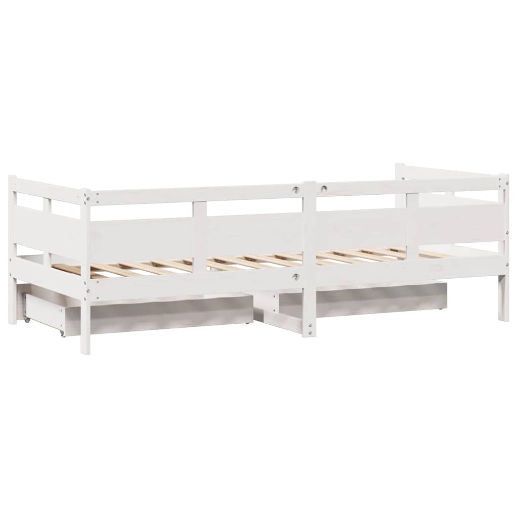 Slaapbank met lades 80x200 cm massief grenenhout wit is nu te koop bij PeponiXL, paradijselijk wonen!