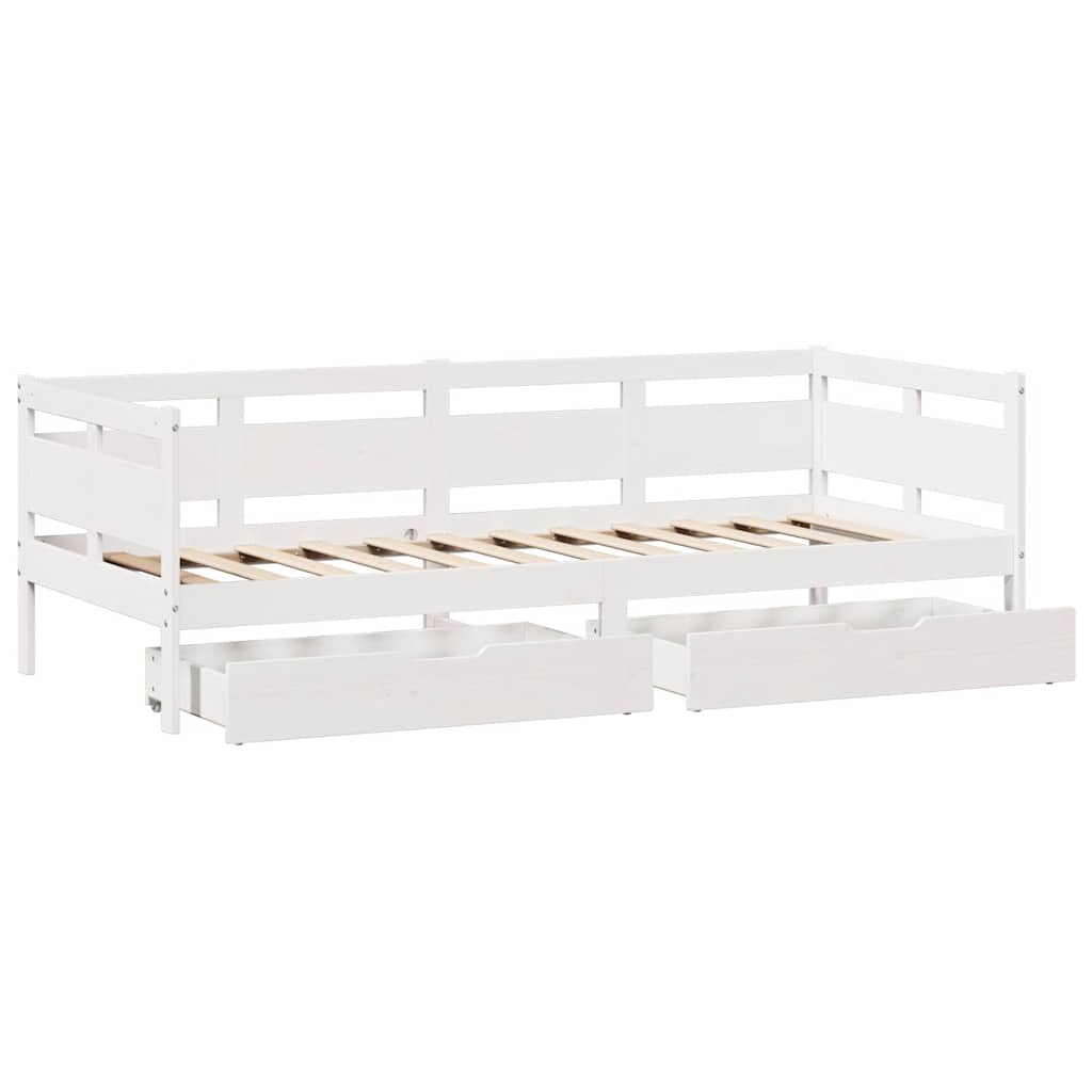 Slaapbank met lades 80x200 cm massief grenenhout wit is nu te koop bij PeponiXL, paradijselijk wonen!