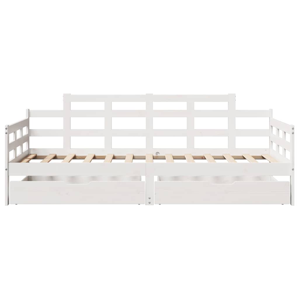 Slaapbank met lades 90x200 cm massief grenenhout wit is nu te koop bij PeponiXL, paradijselijk wonen!