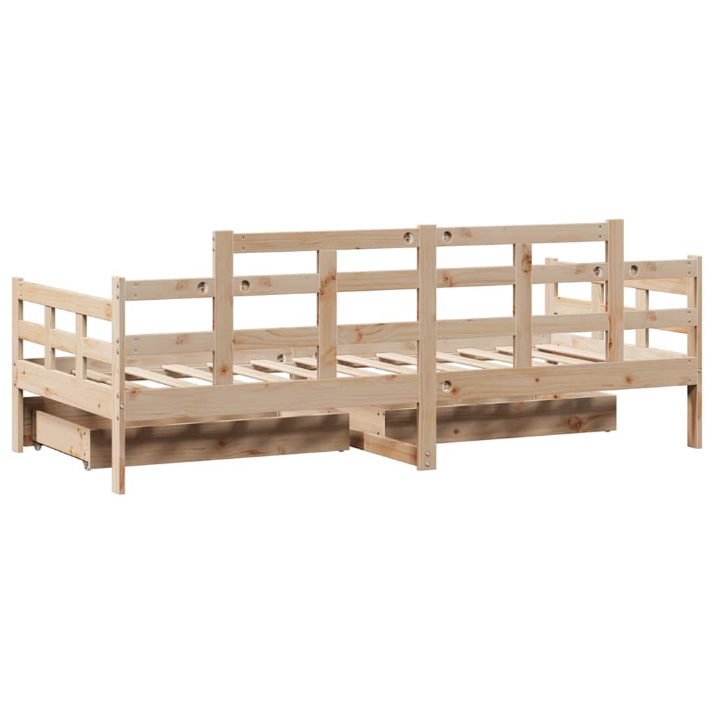 Slaapbank met lades 80x200 cm massief grenenhout is nu te koop bij PeponiXL, paradijselijk wonen!