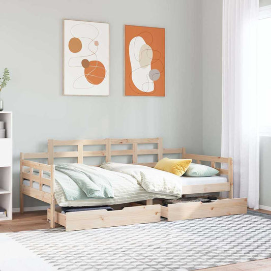 Slaapbank met lades 80x200 cm massief grenenhout is nu te koop bij PeponiXL, paradijselijk wonen!