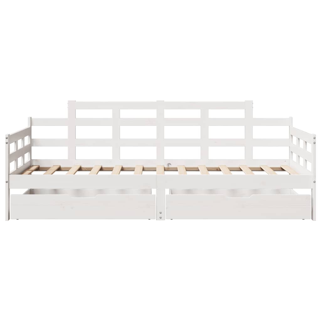 Slaapbank met lades 80x200 cm massief grenenhout wit is nu te koop bij PeponiXL, paradijselijk wonen!