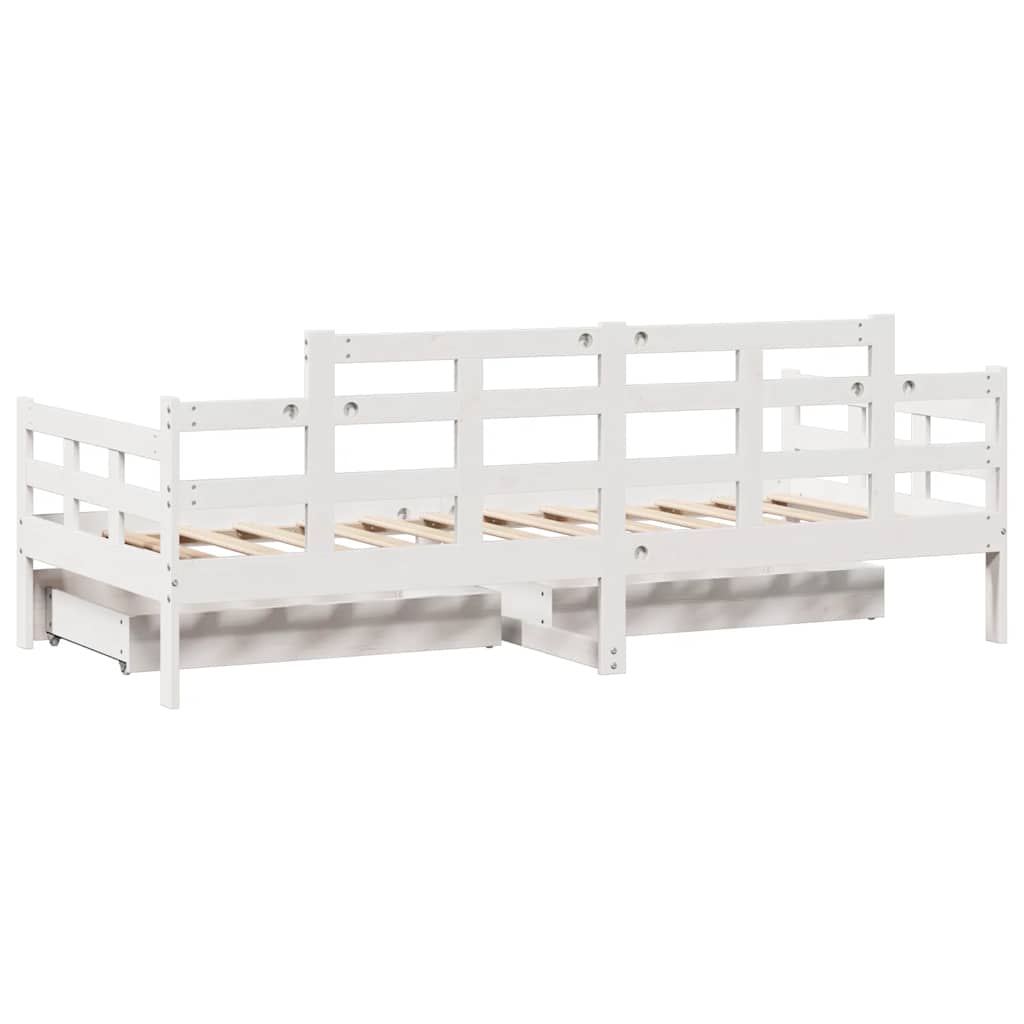 Slaapbank met lades 80x200 cm massief grenenhout wit is nu te koop bij PeponiXL, paradijselijk wonen!