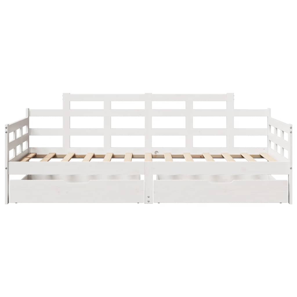 Slaapbank met lades 90x190 cm massief grenenhout wit is nu te koop bij PeponiXL, paradijselijk wonen!