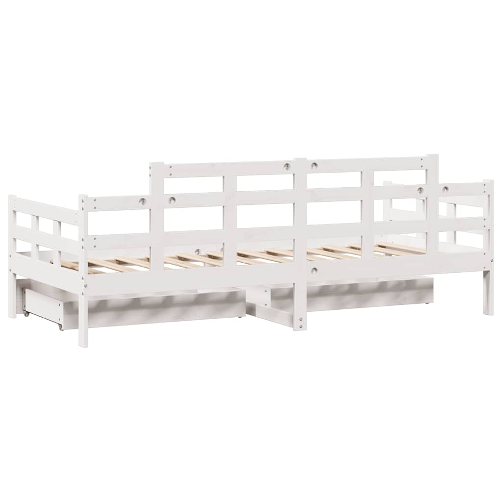 Slaapbank met lades 90x190 cm massief grenenhout wit is nu te koop bij PeponiXL, paradijselijk wonen!