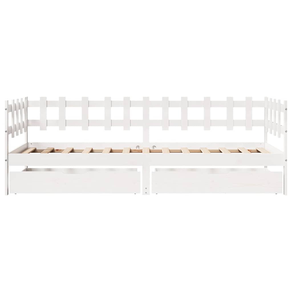 Slaapbank met lades 90x190 cm massief grenenhout wit is nu te koop bij PeponiXL, paradijselijk wonen!
