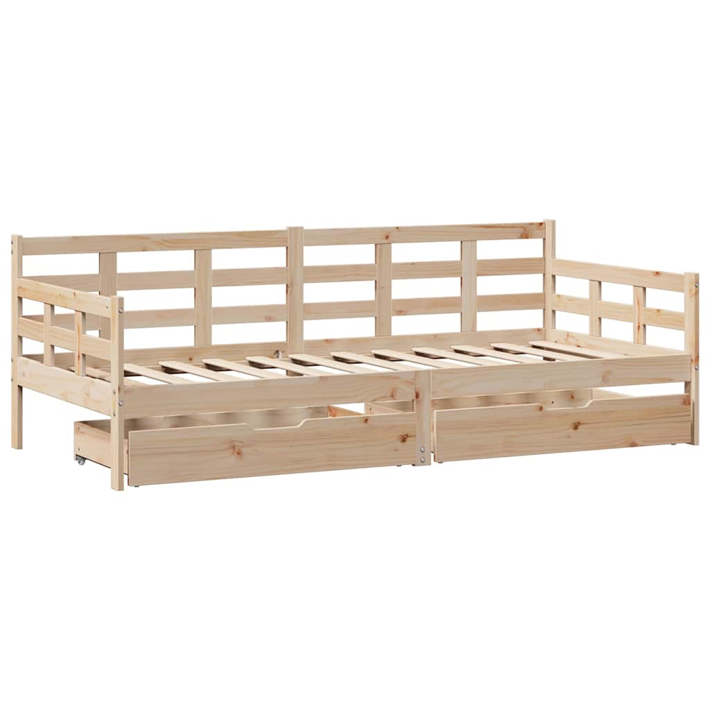 Slaapbank met lades 90x200 cm massief grenenhout is nu te koop bij PeponiXL, paradijselijk wonen!