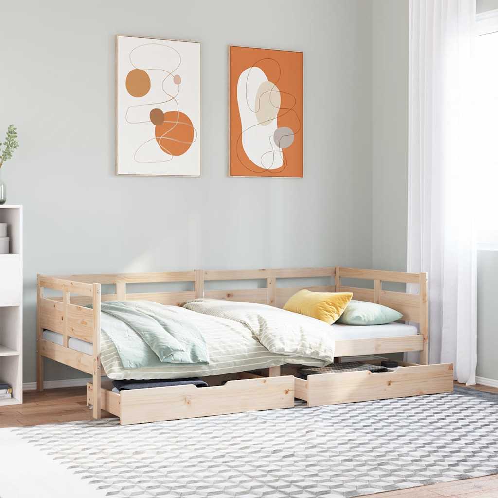 Slaapbank met lades 90x200 cm massief grenenhout is nu te koop bij PeponiXL, paradijselijk wonen!