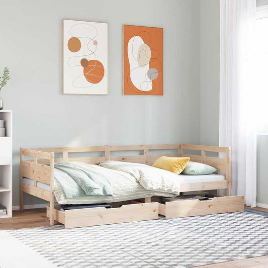Slaapbank met lades 90x200 cm massief grenenhout is nu te koop bij PeponiXL, paradijselijk wonen!