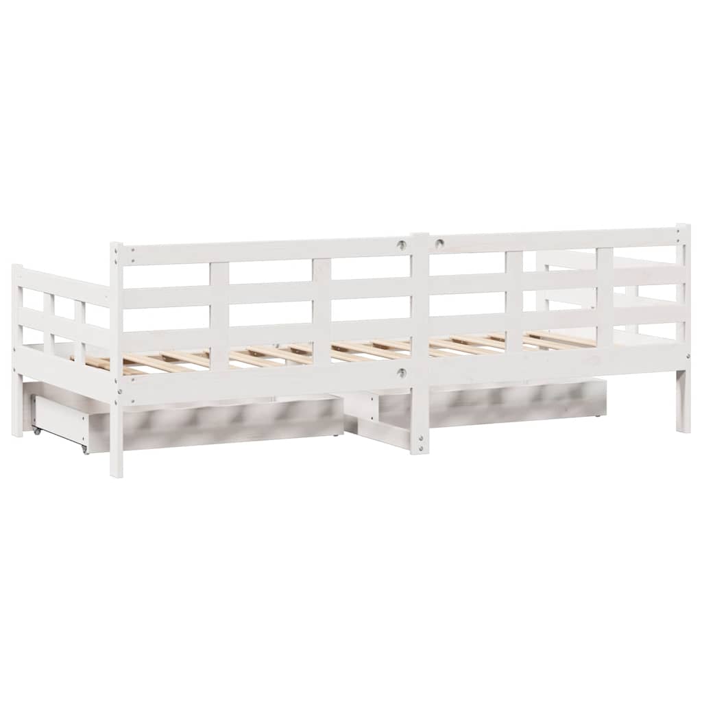 Slaapbank met lades 90x200 cm massief grenenhout wit is nu te koop bij PeponiXL, paradijselijk wonen!