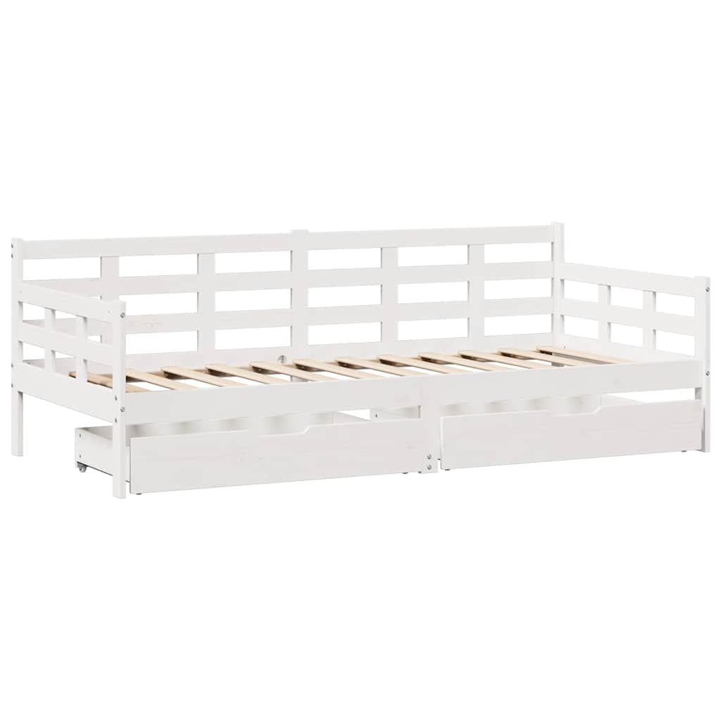 Slaapbank met lades 80x200 cm massief grenenhout wit is nu te koop bij PeponiXL, paradijselijk wonen!
