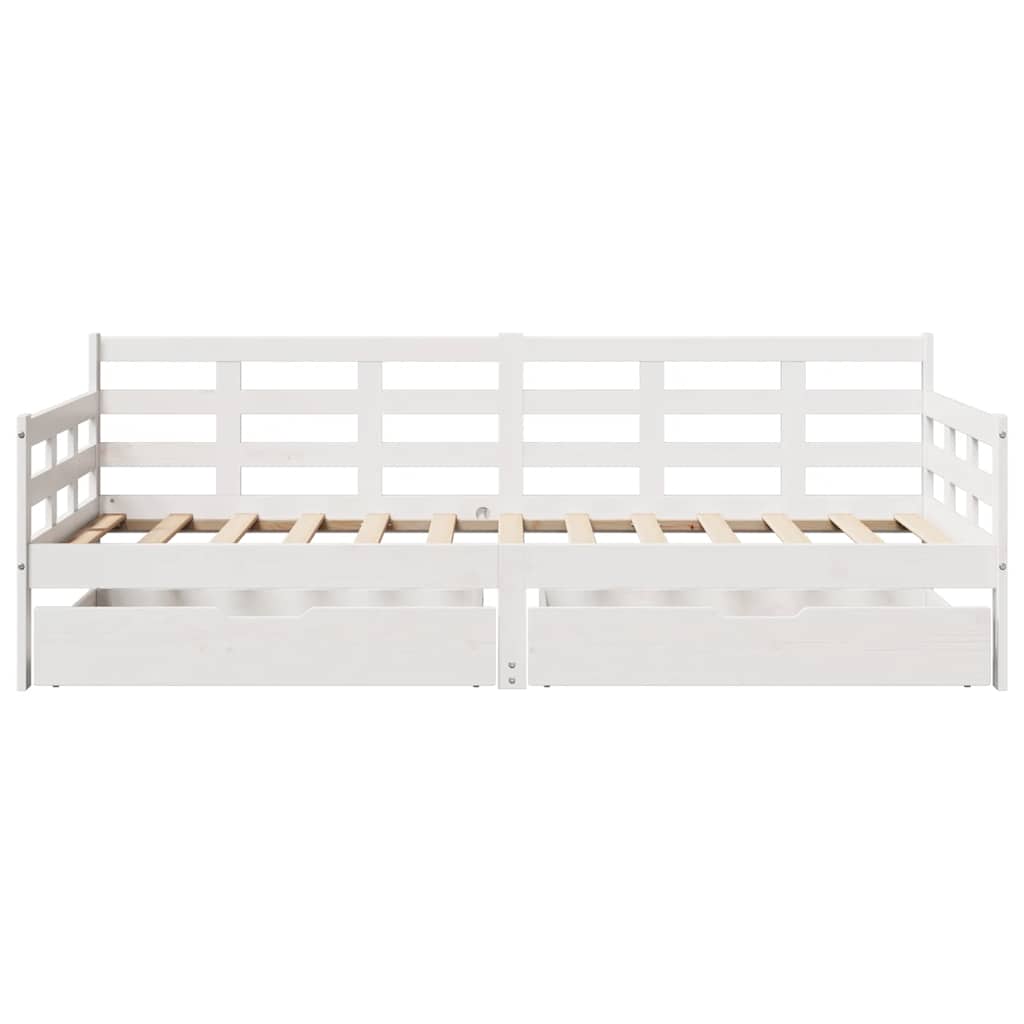 Slaapbank met lades 80x200 cm massief grenenhout wit is nu te koop bij PeponiXL, paradijselijk wonen!