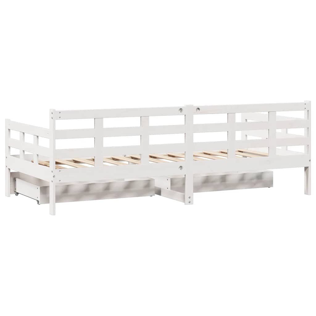 Slaapbank met lades 80x200 cm massief grenenhout wit is nu te koop bij PeponiXL, paradijselijk wonen!