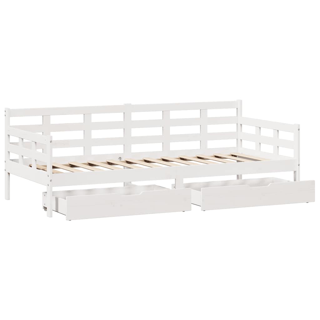 Slaapbank met lades 80x200 cm massief grenenhout wit is nu te koop bij PeponiXL, paradijselijk wonen!
