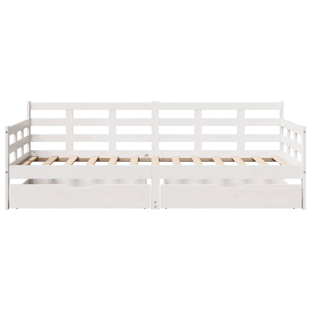 Slaapbank met lades 90x190 cm massief grenenhout wit is nu te koop bij PeponiXL, paradijselijk wonen!