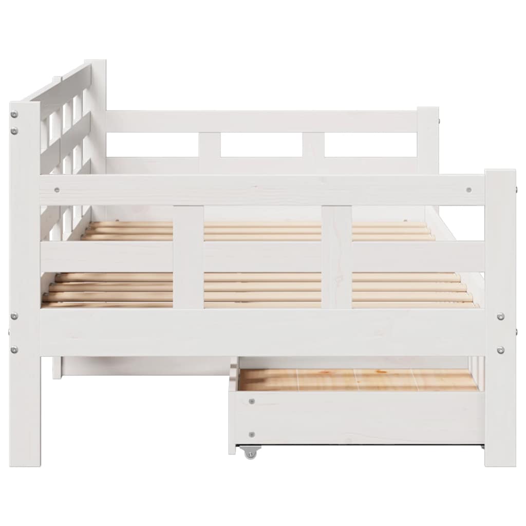 Slaapbank met lades 90x190 cm massief grenenhout wit is nu te koop bij PeponiXL, paradijselijk wonen!