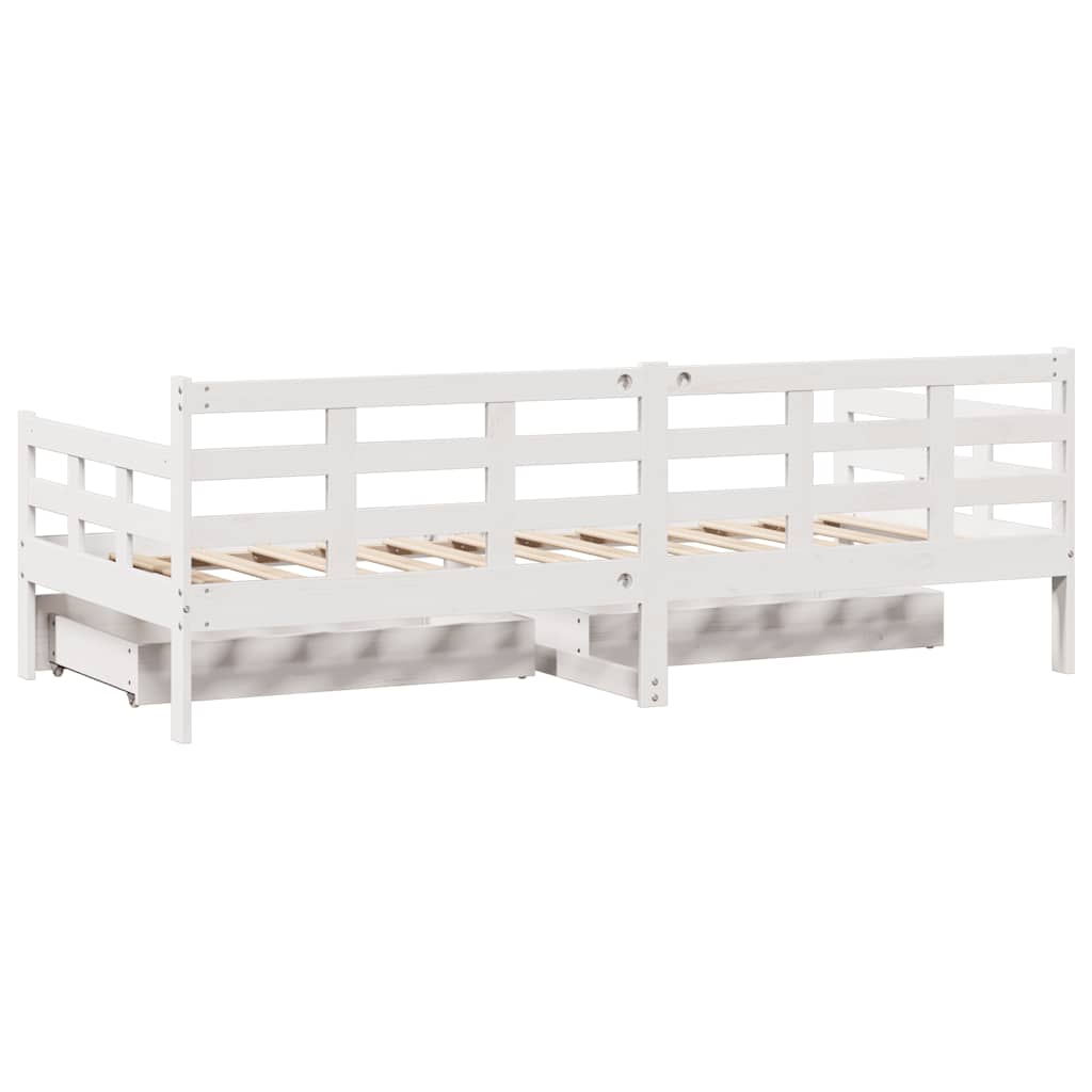 Slaapbank met lades 90x190 cm massief grenenhout wit is nu te koop bij PeponiXL, paradijselijk wonen!