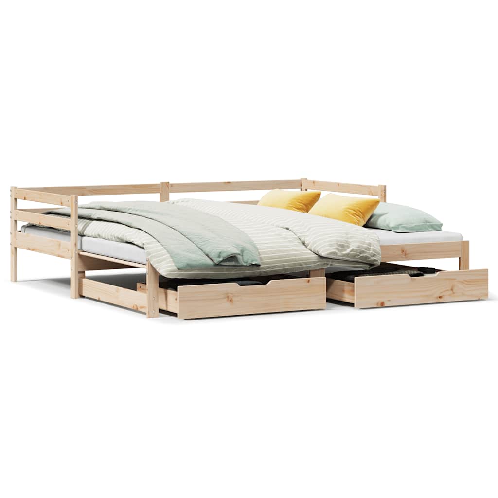 Slaapbank met lades 90x200 cm massief grenenhout is nu te koop bij PeponiXL, paradijselijk wonen!