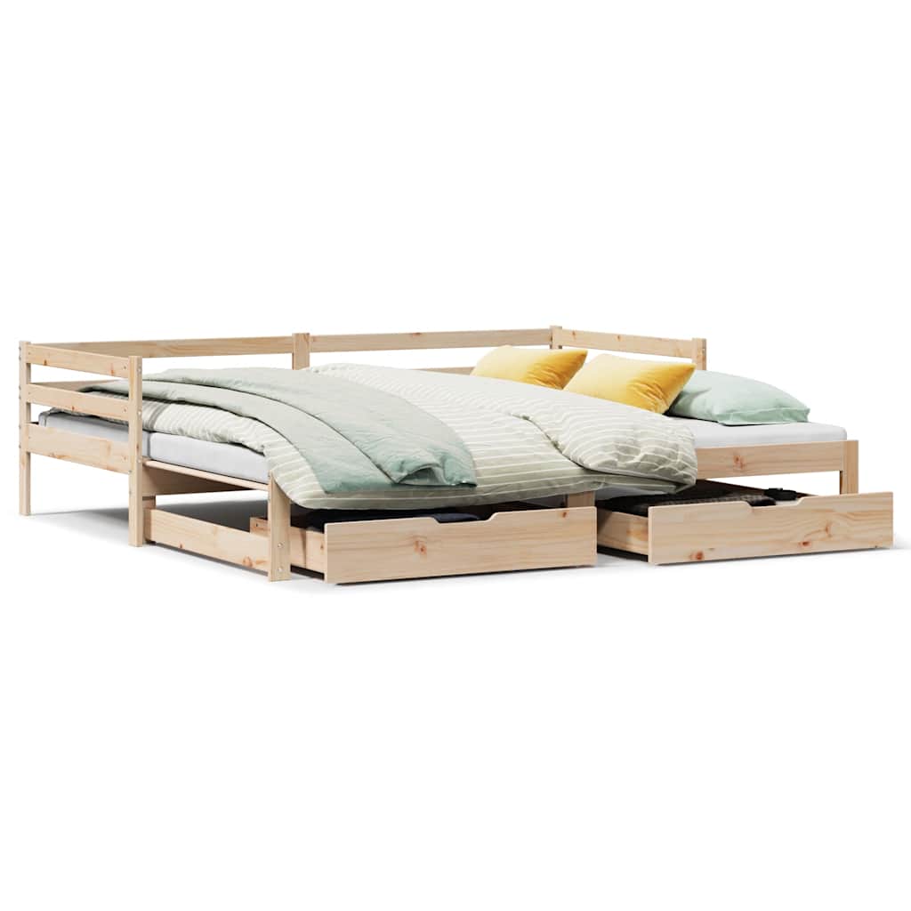 Slaapbank met onderschuifbed en lades zonder matras 80x200 cm is nu te koop bij PeponiXL, paradijselijk wonen!